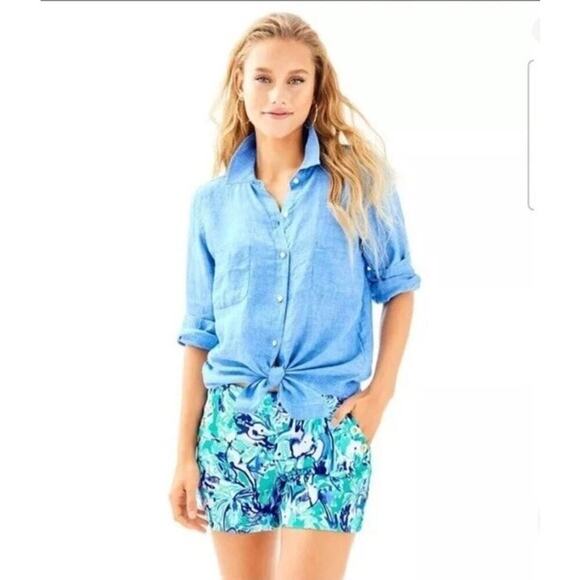 Lilly Pulitzer Elephant Appeal Preppy Resort Marina Knit Stretch Shorts Size 6 - Picture 1 of 11